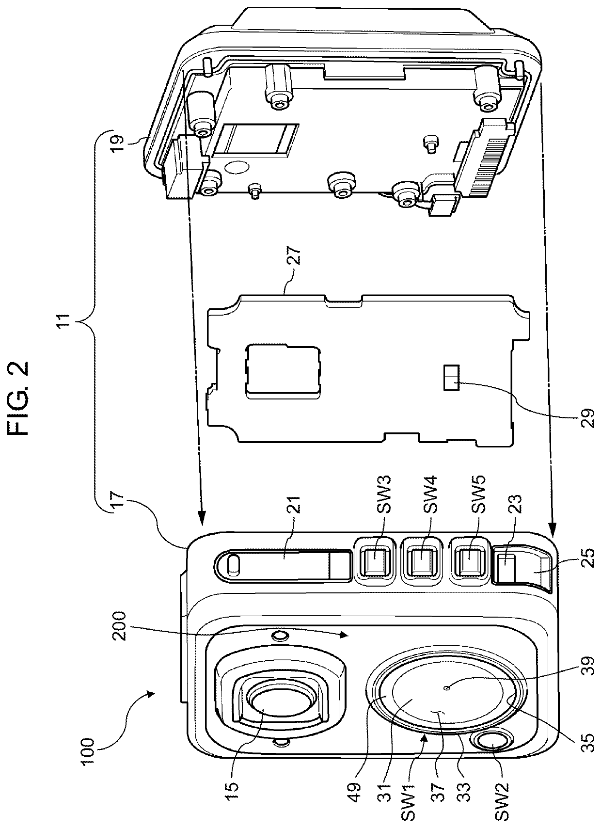 Pressing switch mechanism and wearable camera