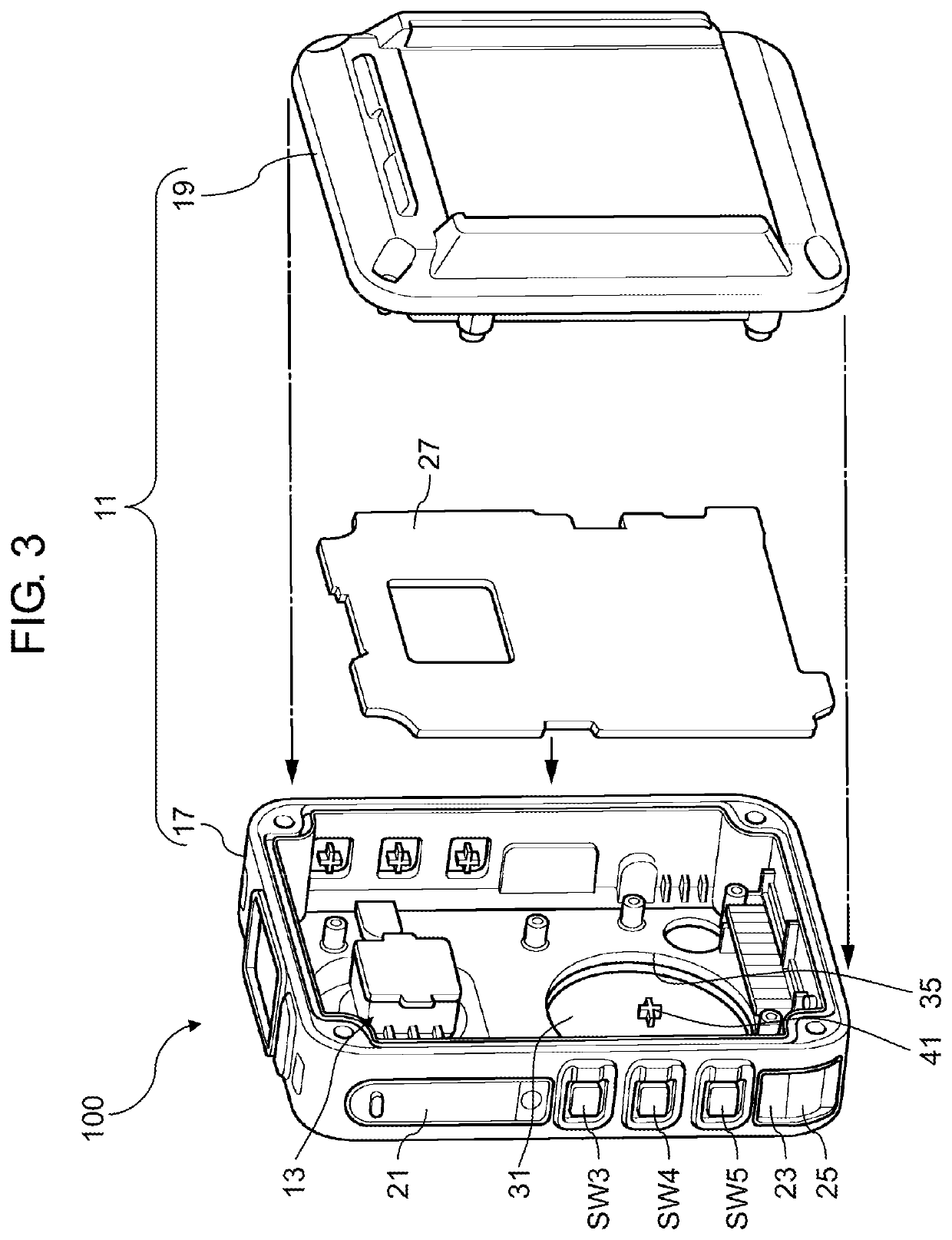 Pressing switch mechanism and wearable camera