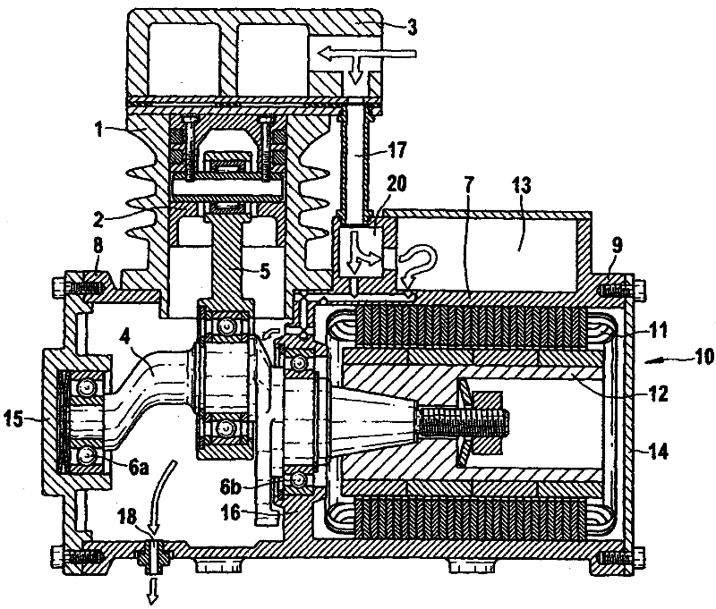 Compact dry-running piston compressor