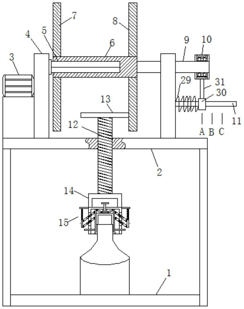 A bottle cap tightening device for filling food packaging and its application method