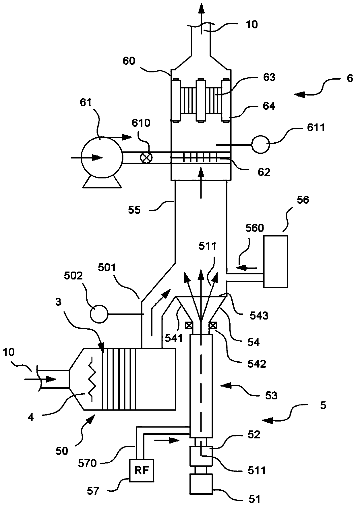 Efficient treatment system of polluting air source