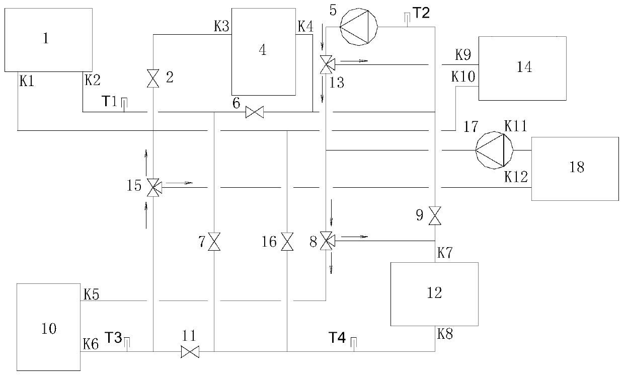 Cold and hot divided type multi-configuration dual heat source heating system with heat pump