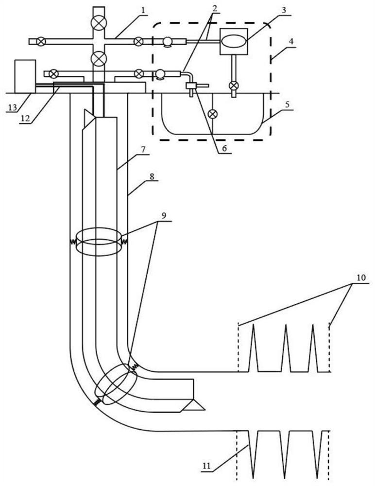 Downhole high-temperature supercritical carbon dioxide yield and injection increasing device and method for compact reservoir