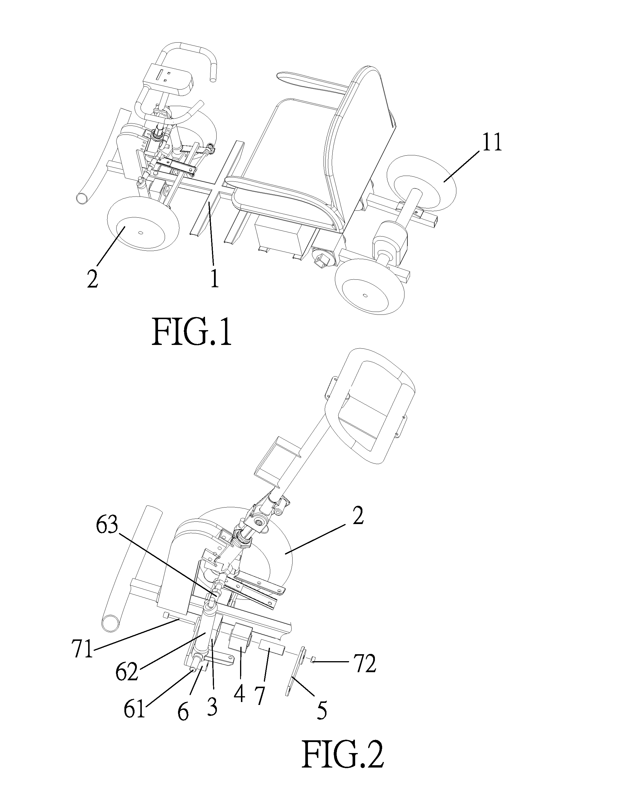 Damping assembly for a front-wheel independent suspension of a four-wheel mobility scooter