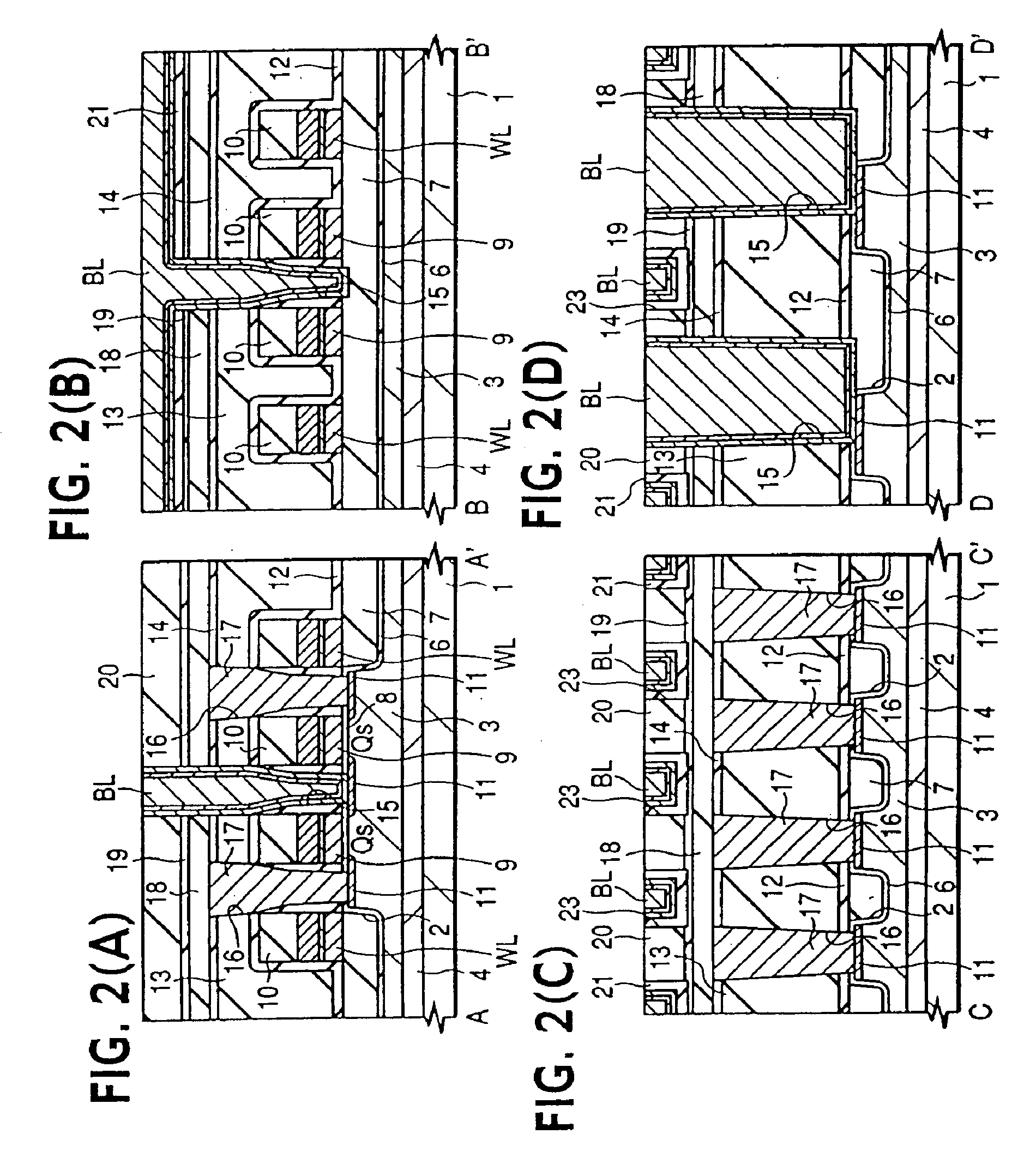 Semiconductor integrated circuit device and the process of manufacturing the same for reducing the size of a memory cell by making the width of a bit line than a predetermined minimum size
