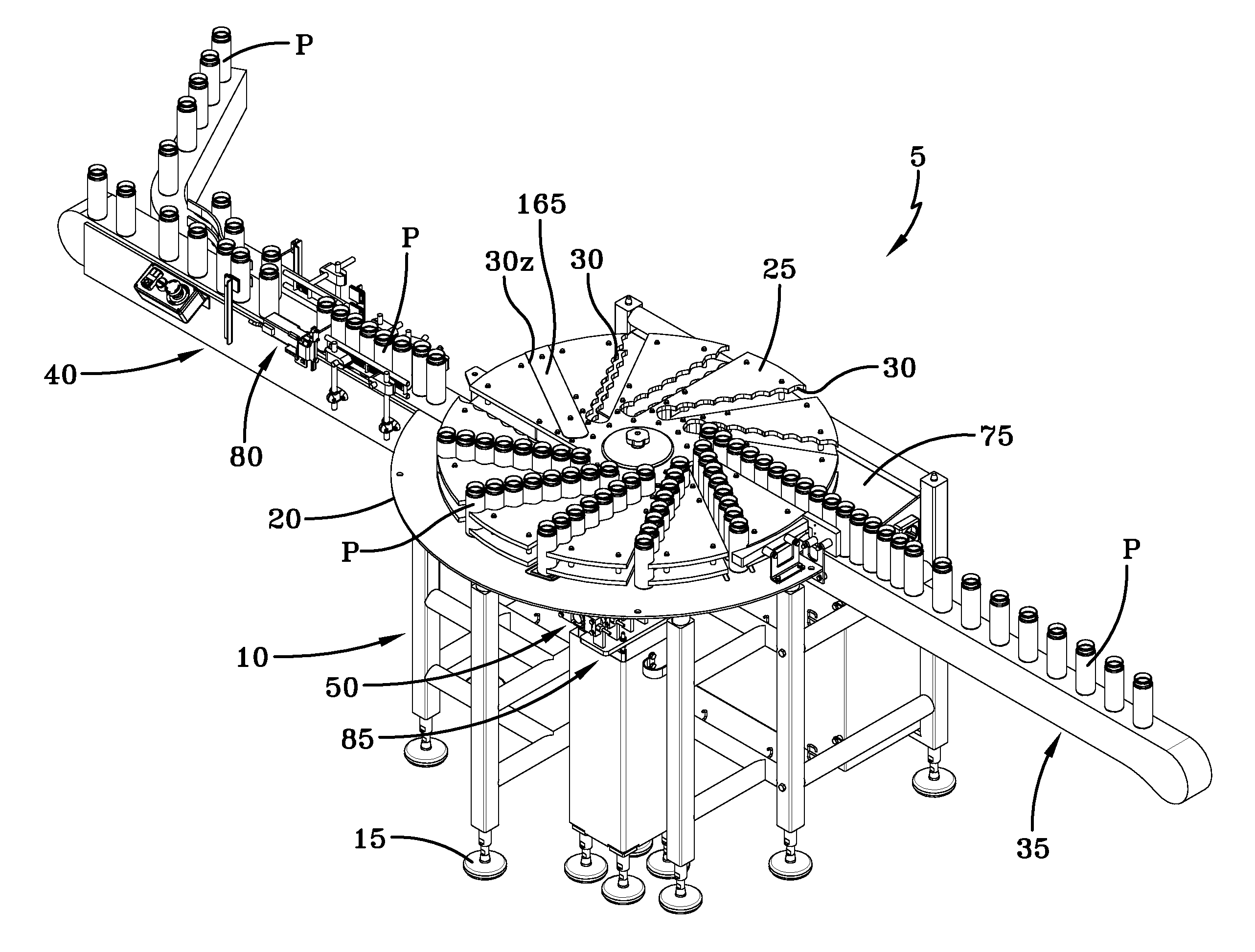 Intermittent motion checkweigher with offset product pockets