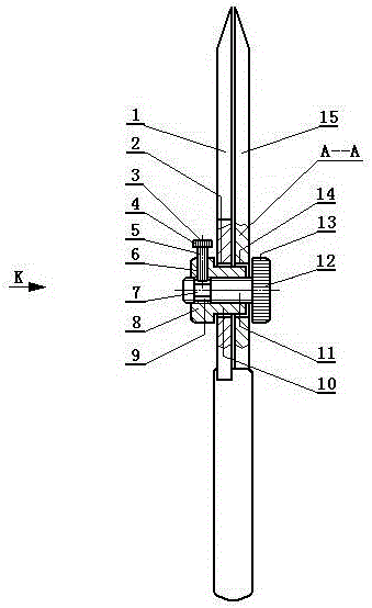 Hinged pin shaft with cutting edge gap of shear capable of being adjusted