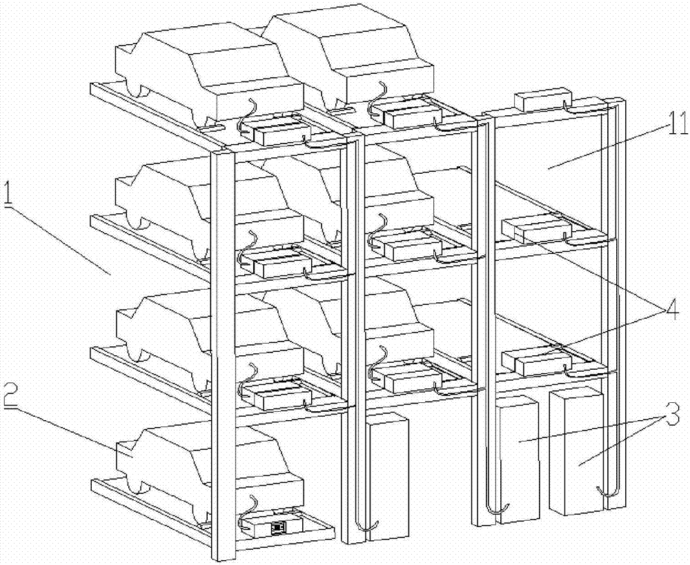 Automatic abutting joint charging system and charging method for stereo garage