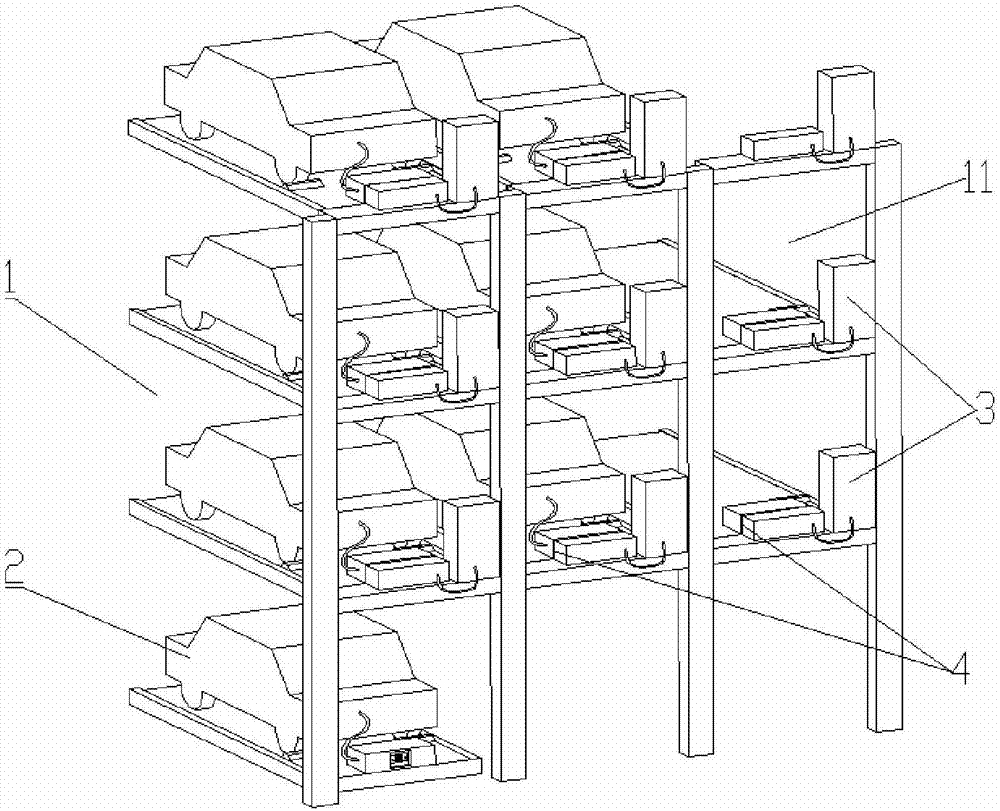 Automatic abutting joint charging system and charging method for stereo garage