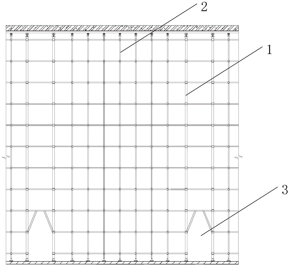 Whole collapse preventing high and large formwork supporting system