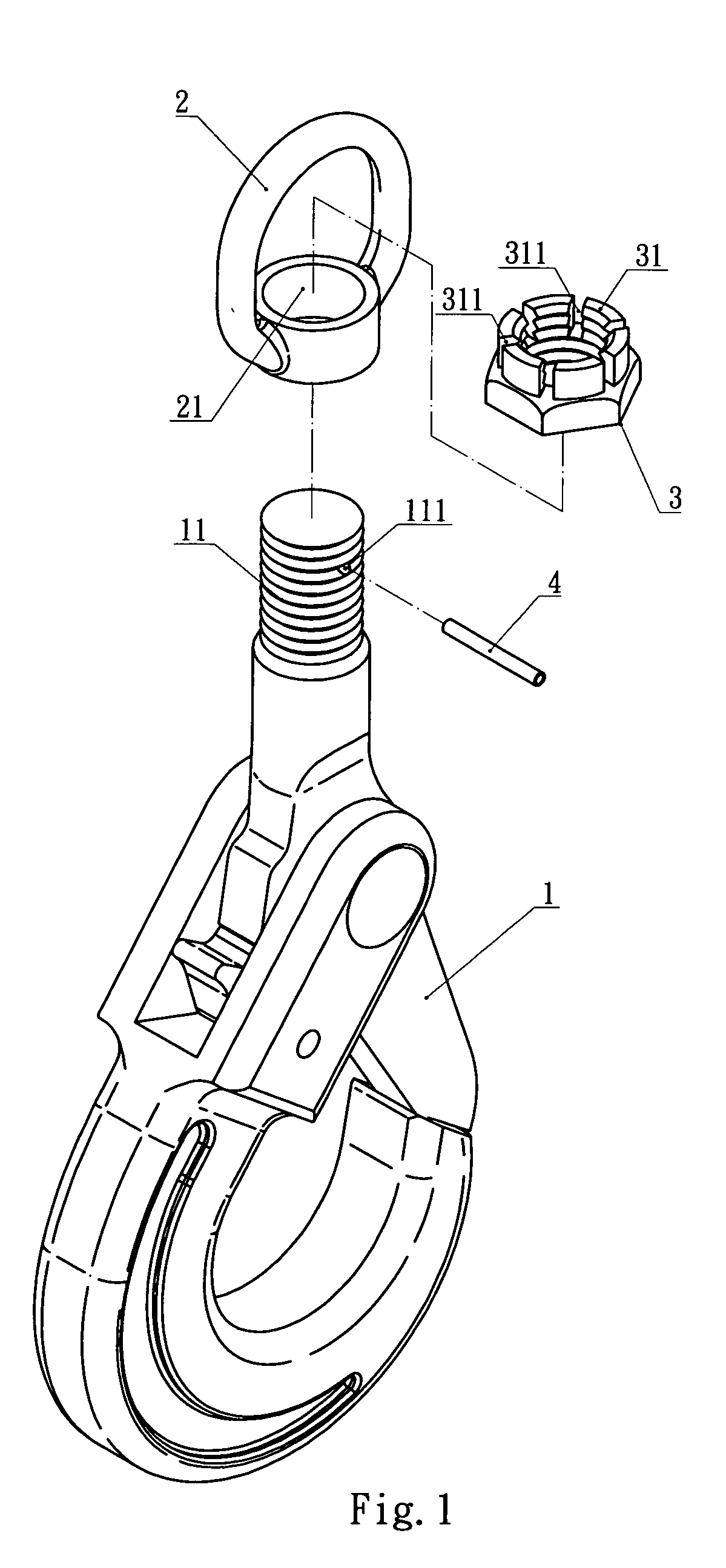 Locking structure for combing a hook and a hanging ring