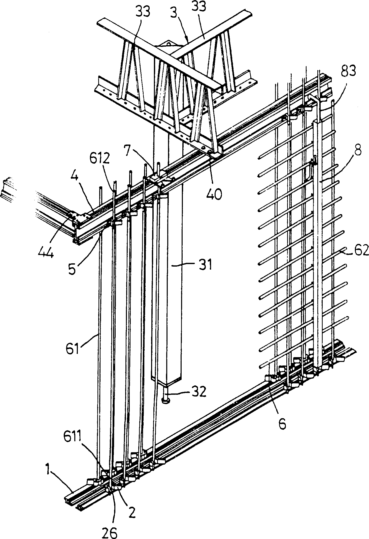Vertical construction method and apparatus for architectural reinforcing bar groups