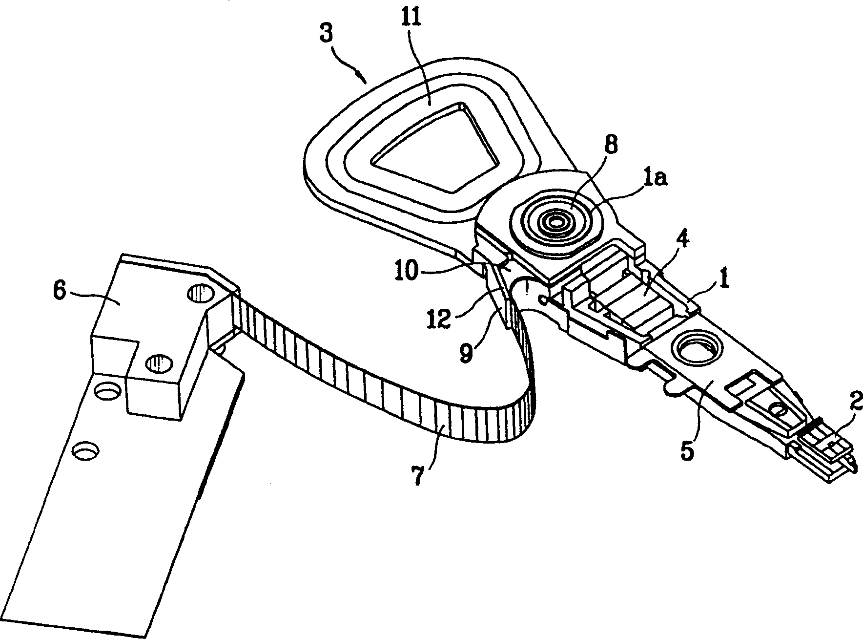 FPCB fixing structure of swing arm type assembly used for optical record player