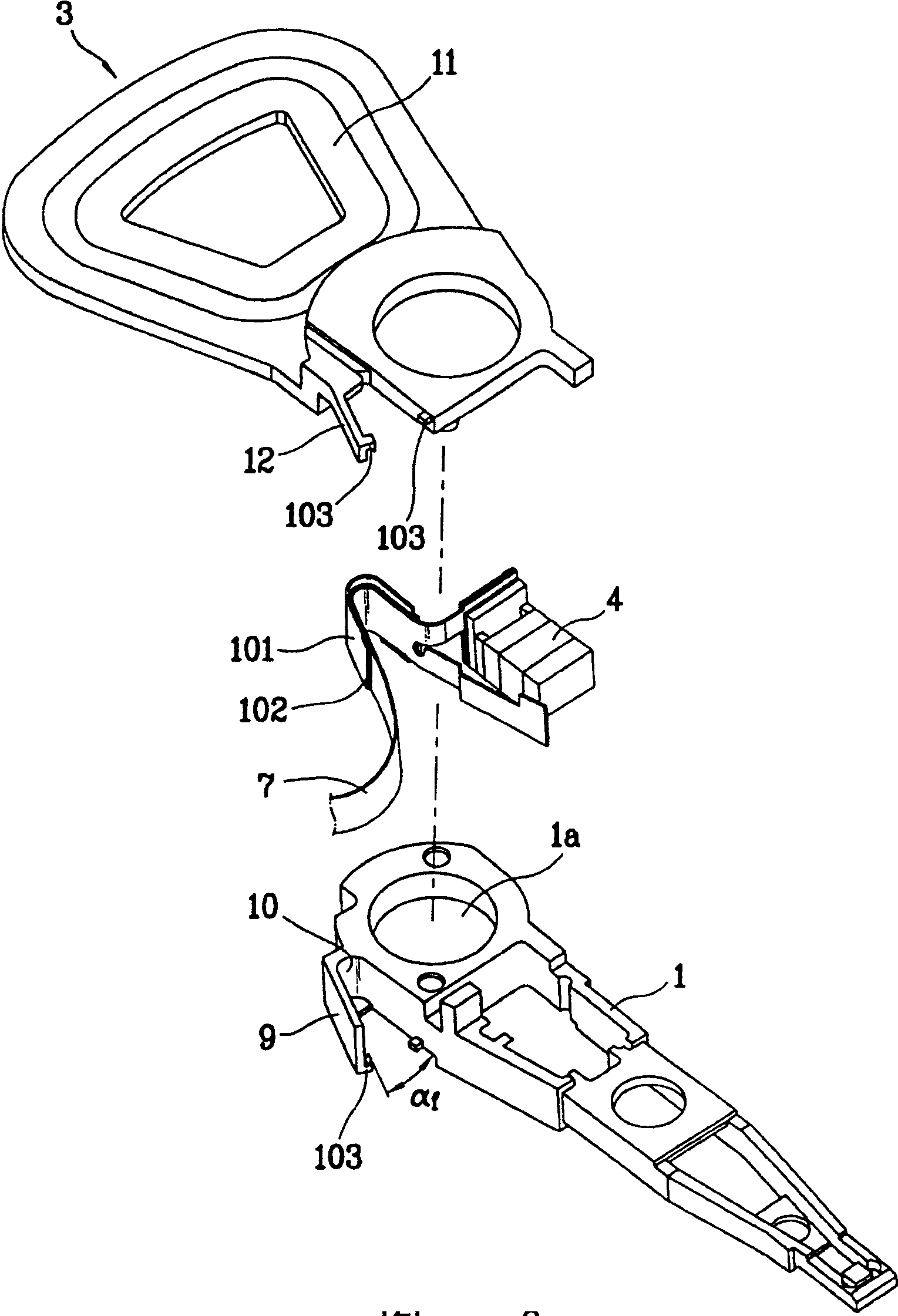 FPCB fixing structure of swing arm type assembly used for optical record player