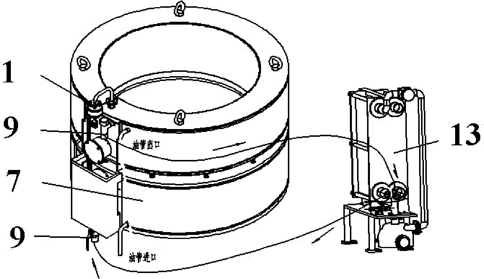 Hook-type electromagnetic field device of full-diameter single crystal furnace