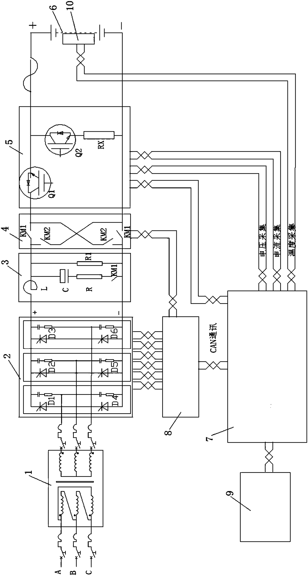 Internalization of battery into charging and discharging device and internalization into charging and discharging equipment