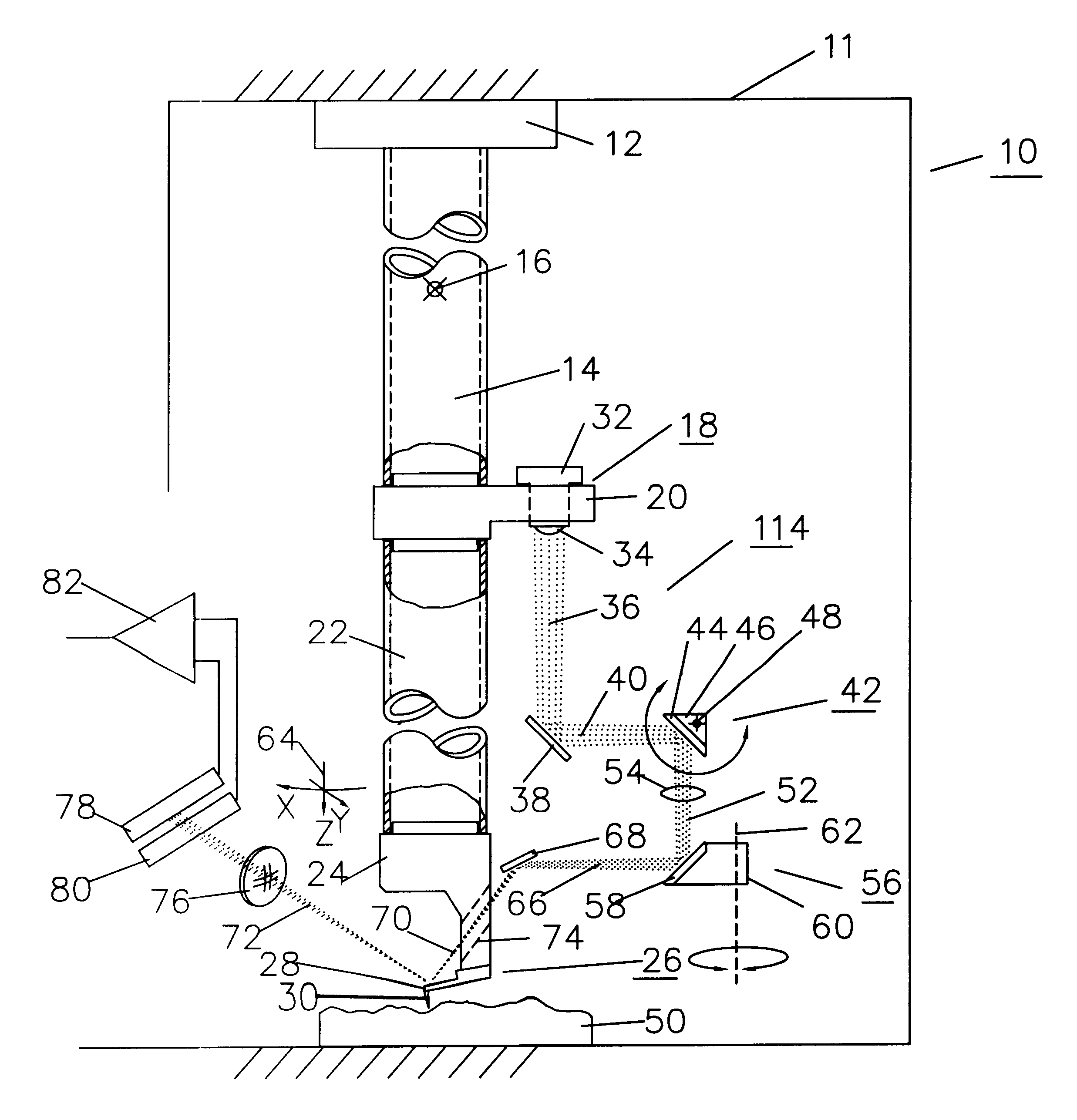 Scanning force microscope and method for beam detection and alignment