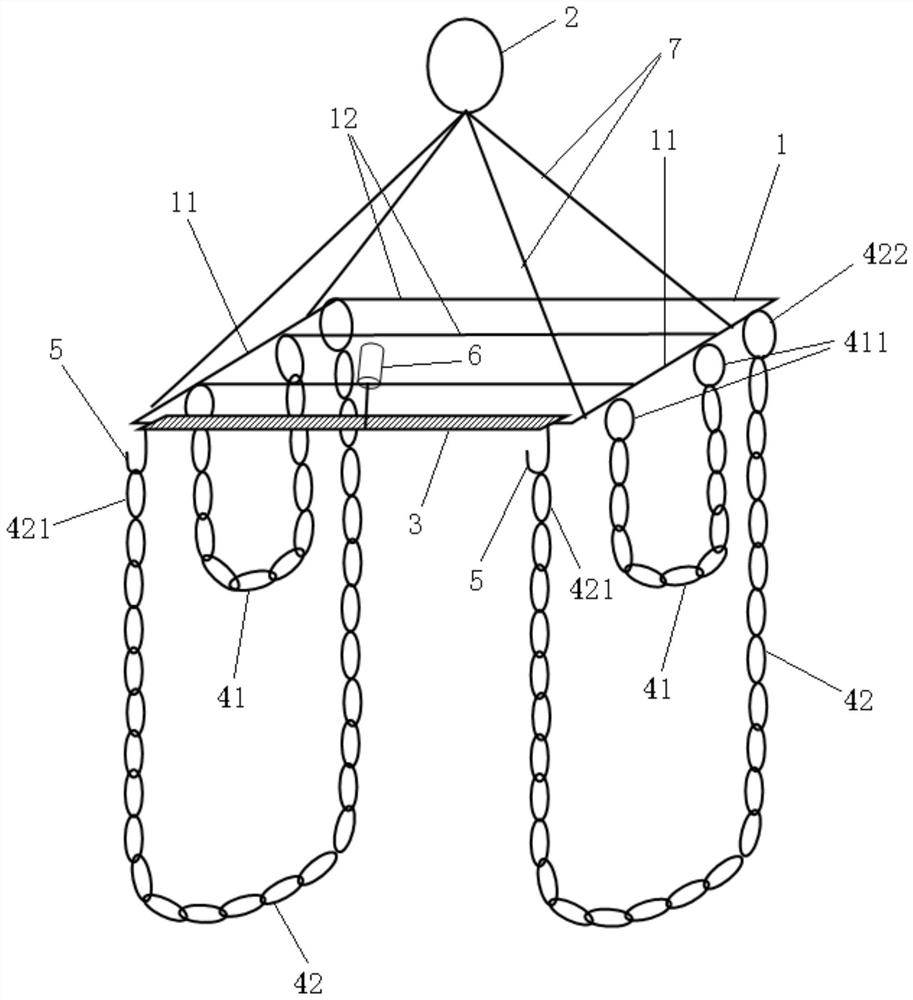 Special lifting appliance used for lifting material box with opened bottom and lifting method