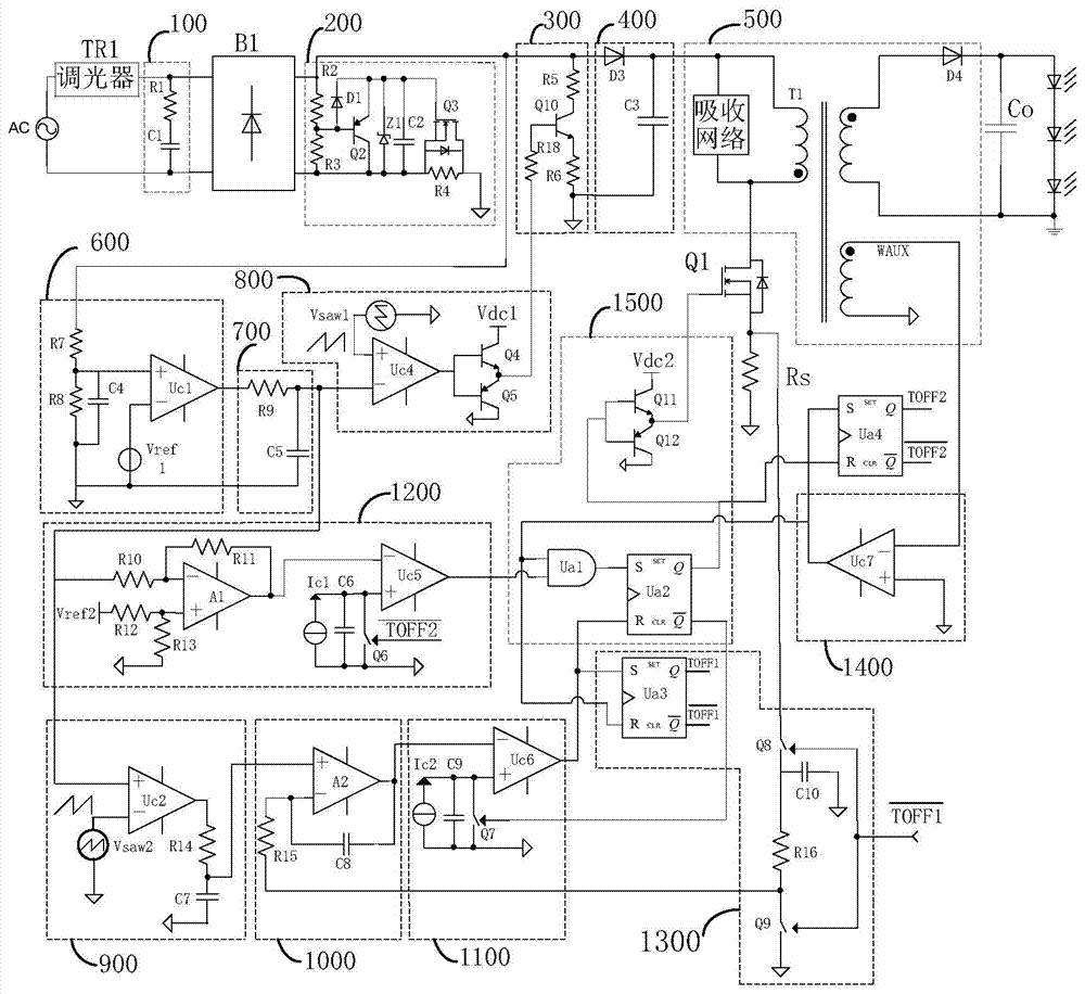LED drive circuit and its control circuit suitable for thyristor dimmer