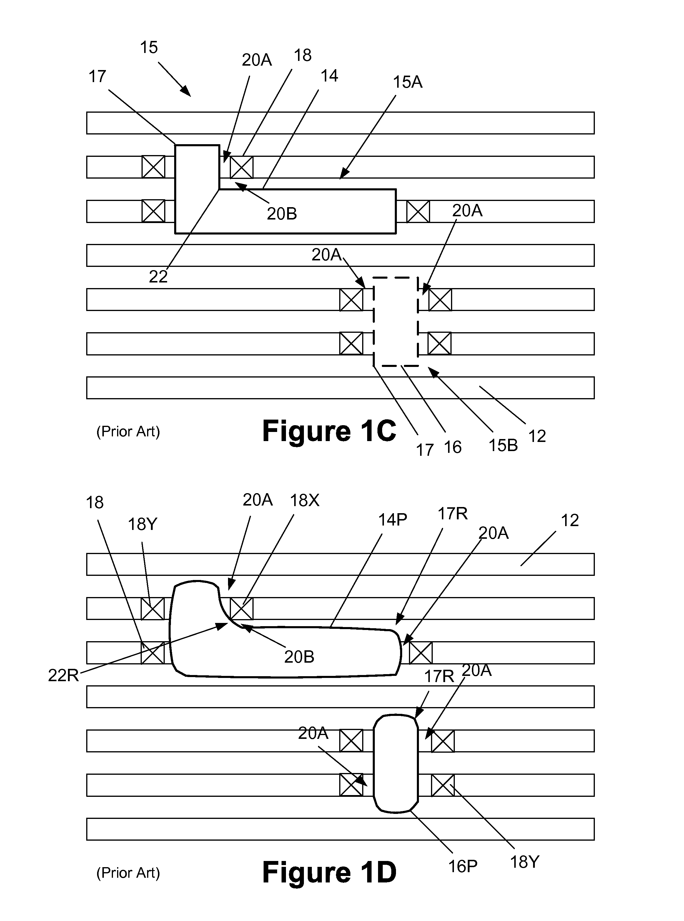 Methods of patterning line-type features using a multiple patterning process that enables the use of tighter contact enclosure spacing rules