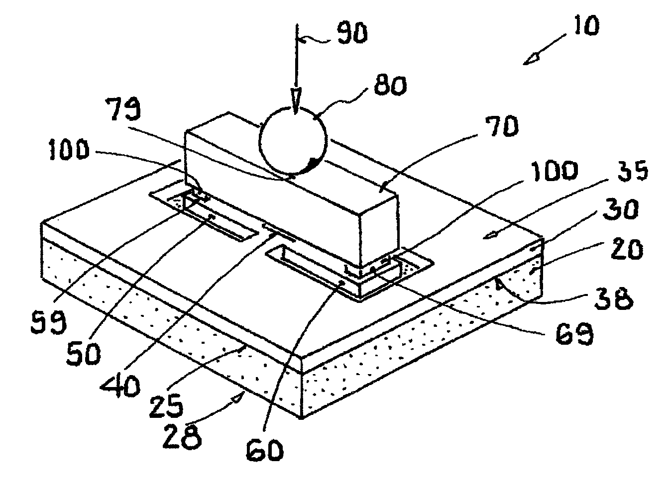 Force sensor with wings and force distribution component