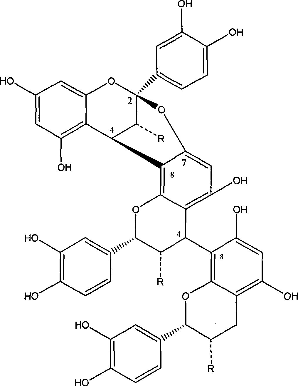 Method for catalytic hydrogenolysis of cinnamon proanthocyanidins high polymer to oligomer