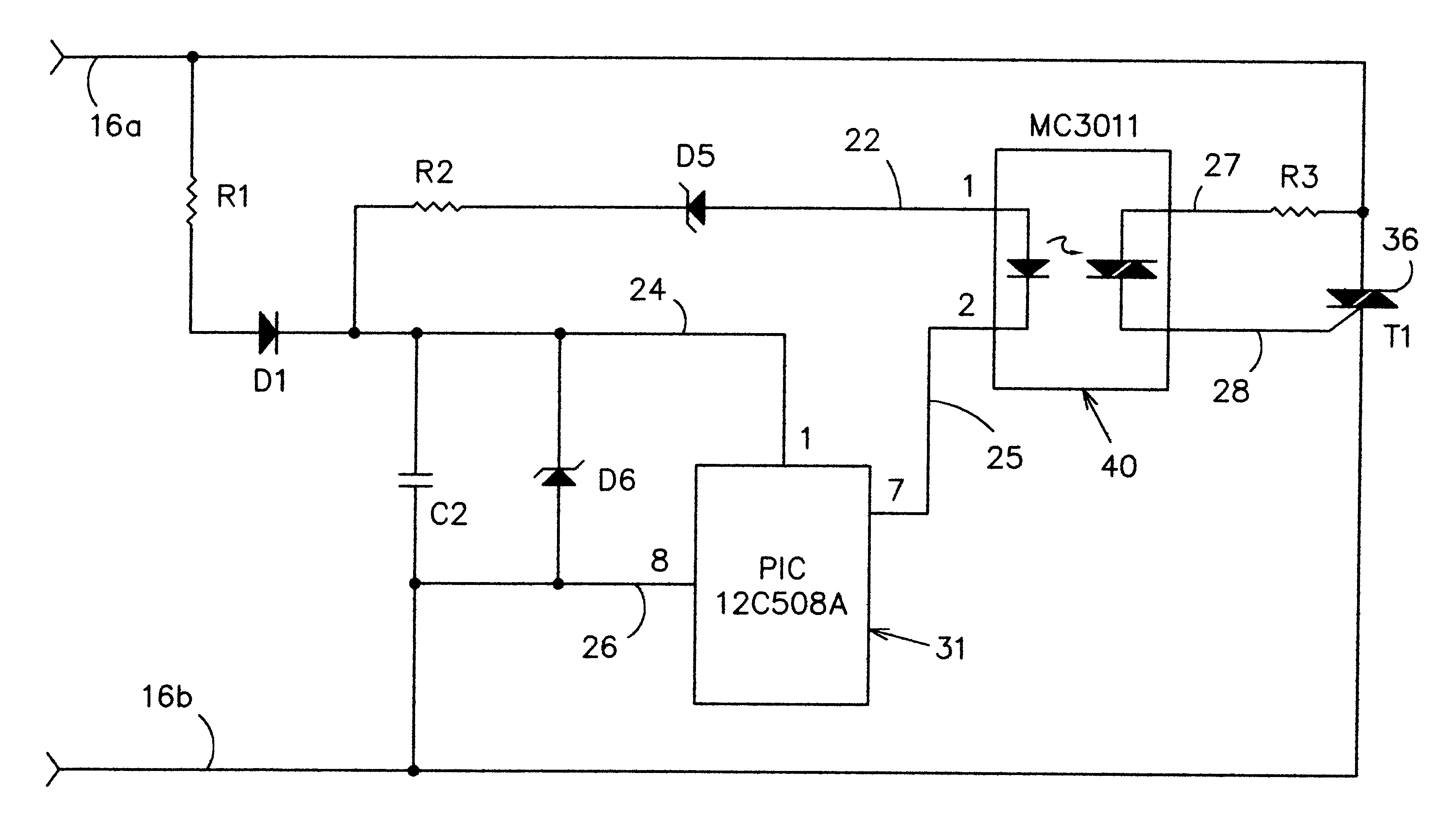 Microcomputer-controlled AC power switch controller and DC power supply method and apparatus
