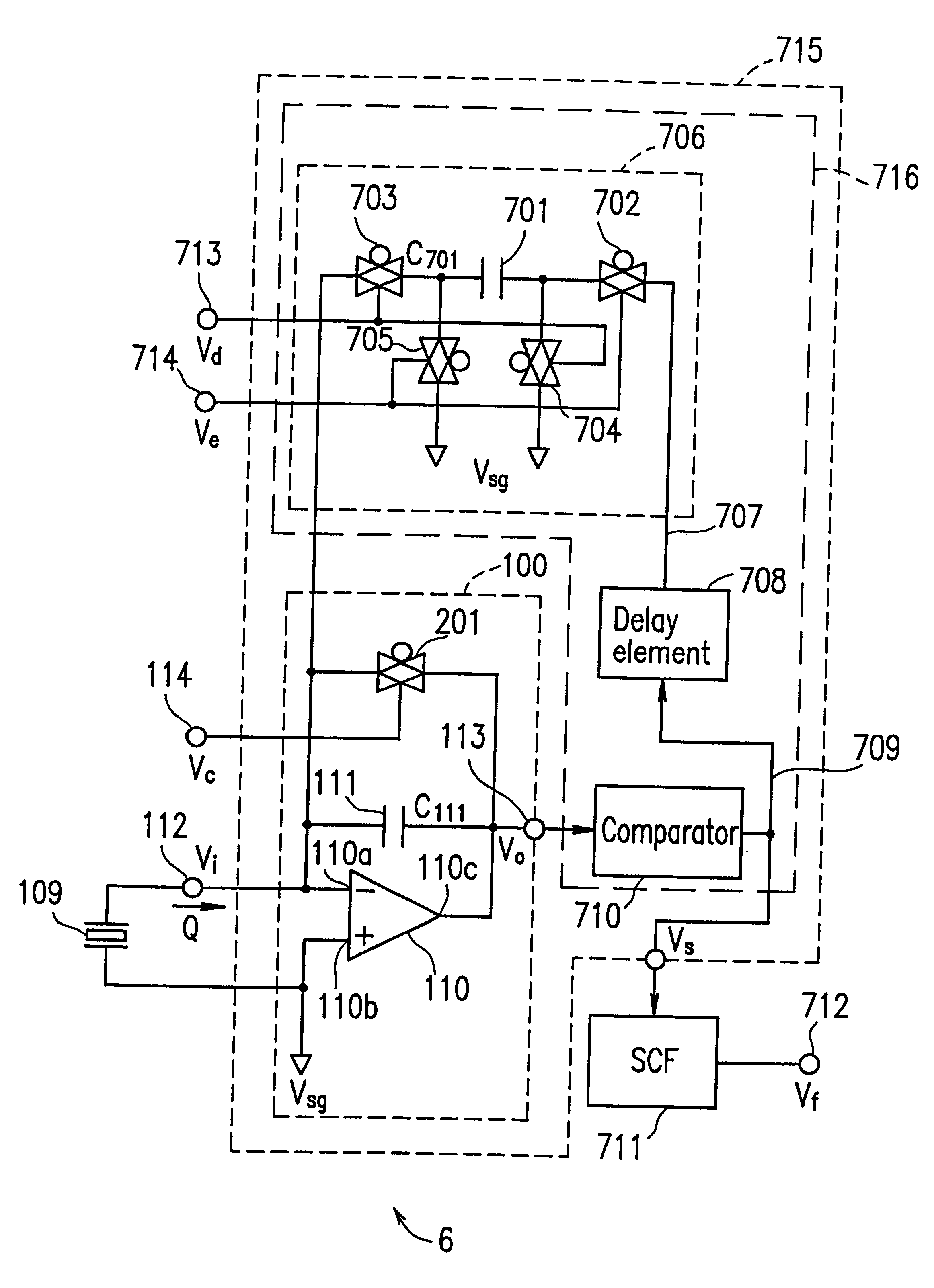 Signal processing circuit for charge generation type detection device