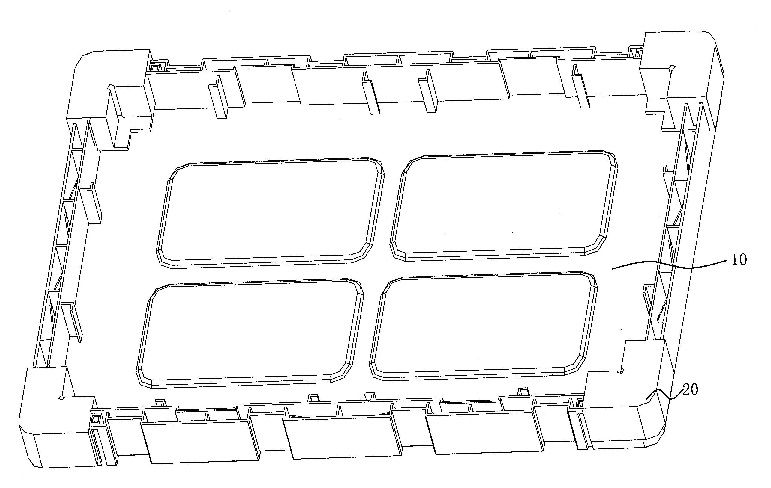 Buffering stop structure and corresponding packing case