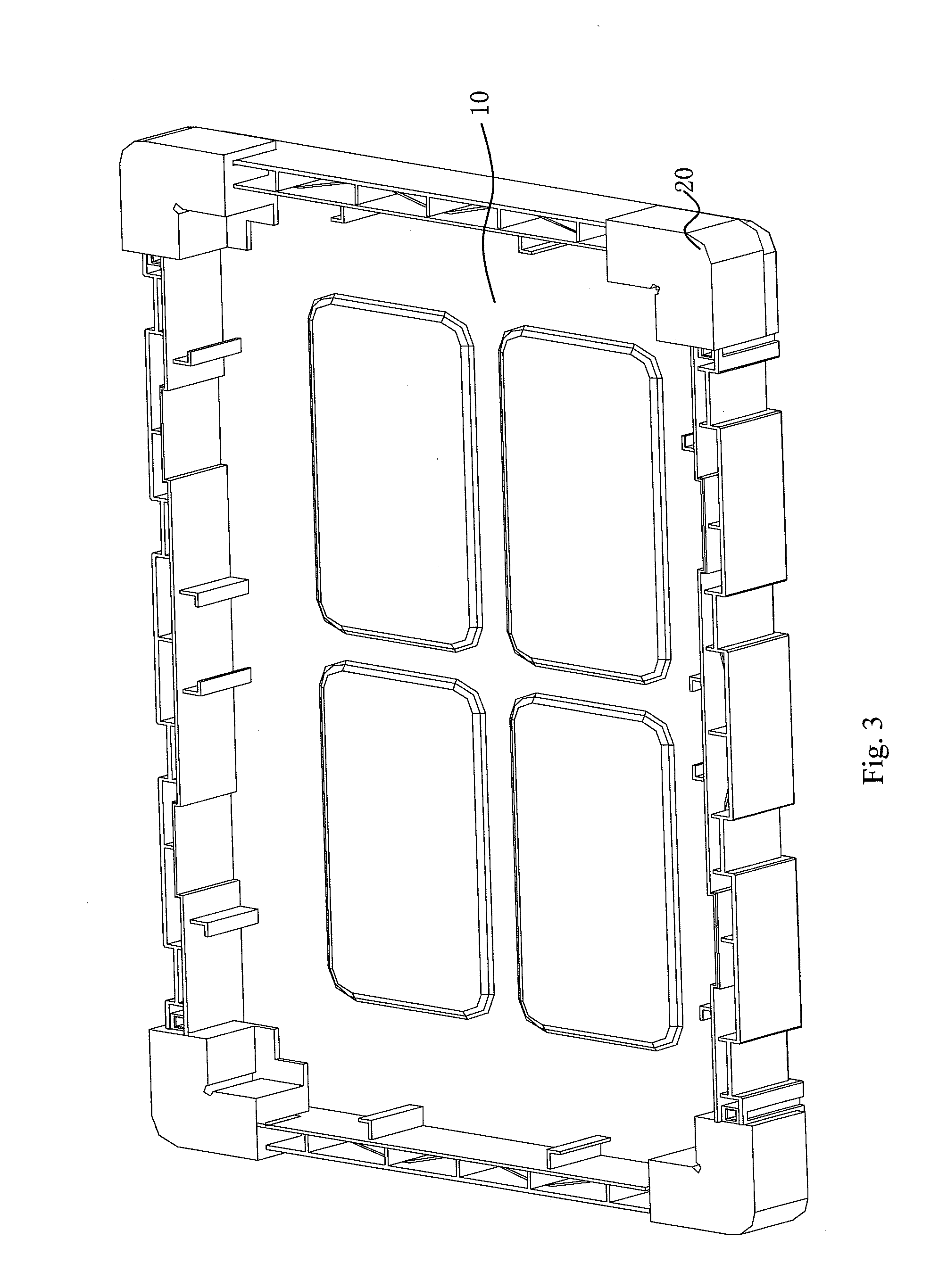 Buffering stop structure and corresponding packing case