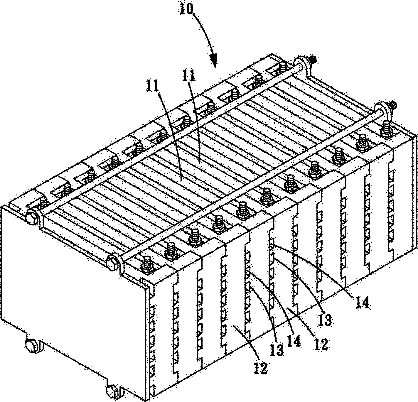 Heat radiation structure aggregate cell superimposed by multiple cell modules