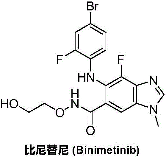 Synthesizing method for binimetinib