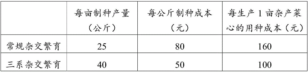 Breeding and cultivating method of three-line hybrid flowering Chinese cabbage