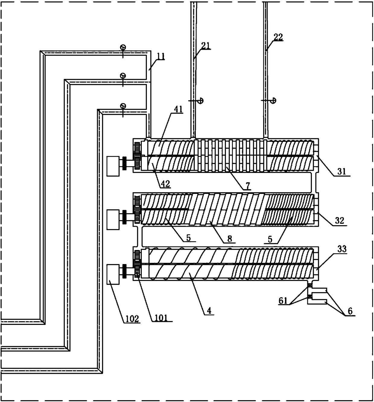 Electrode material production and processing system based on double screws