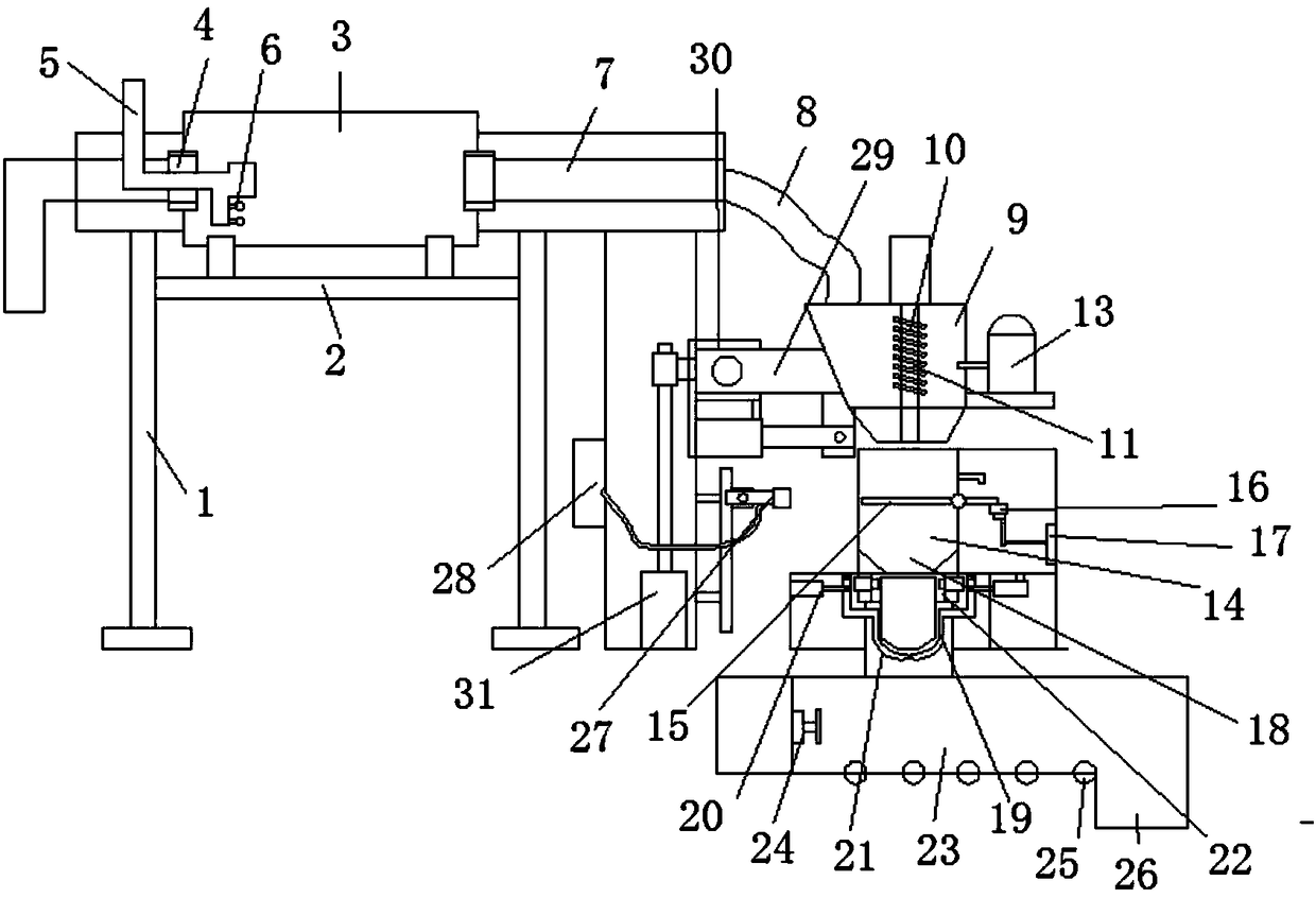 Granule casing and automatic stacking unit