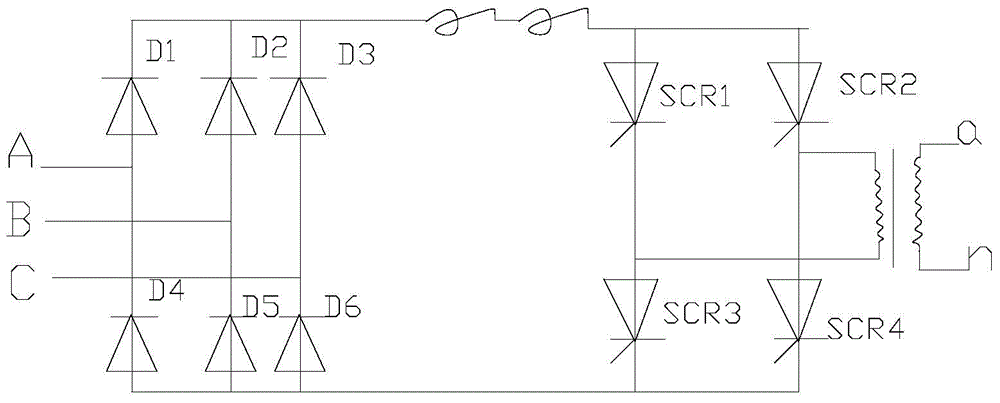 Three-phase-to-single-phase converter for electric power traction power supply system