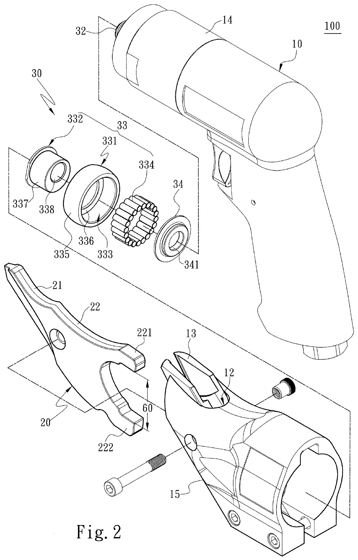 Pneumatic scissor tool