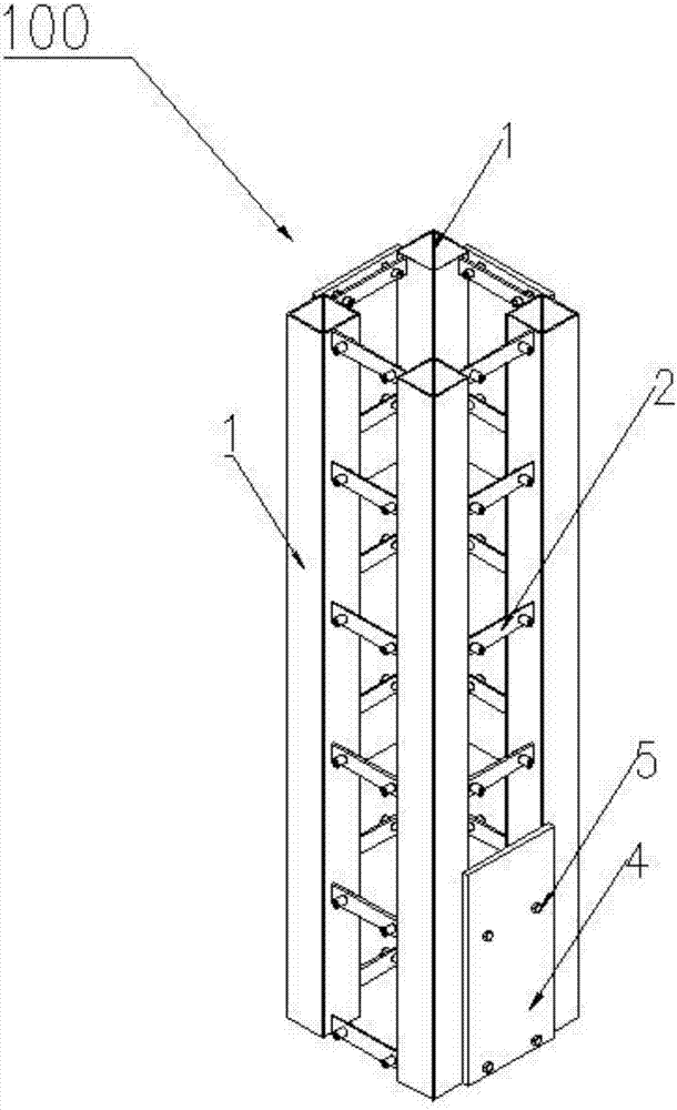Steel pipe-batten plate combined building column and construction technology thereof