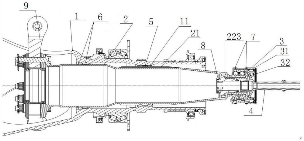 Tail rotor pitch control shaft device and preparation method thereof