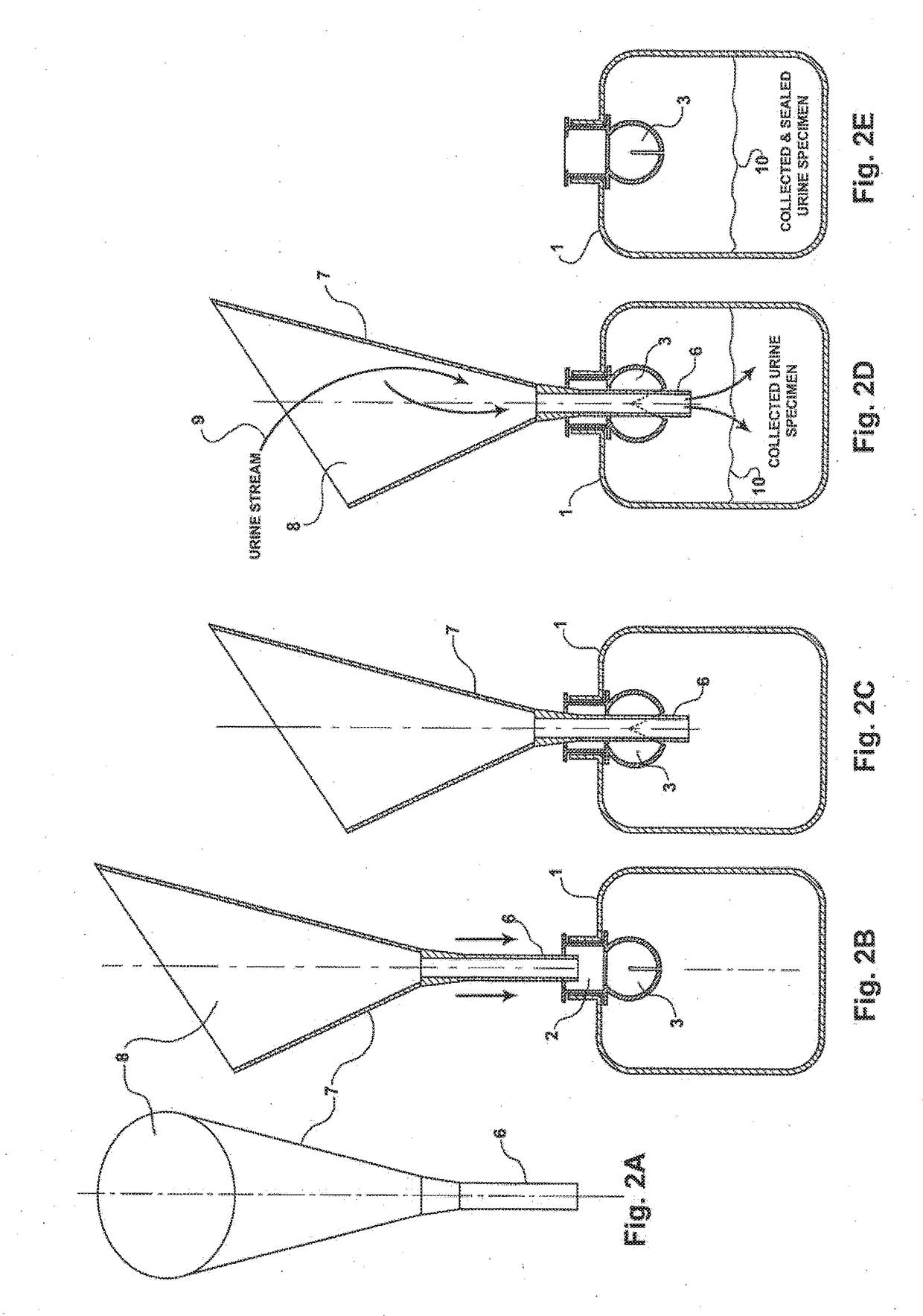 Urine-specimen collection, storage, and testing device