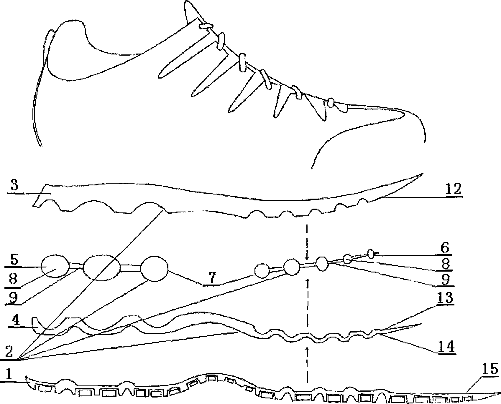 Sole with high elasticity including complex mid-sole and preparing method