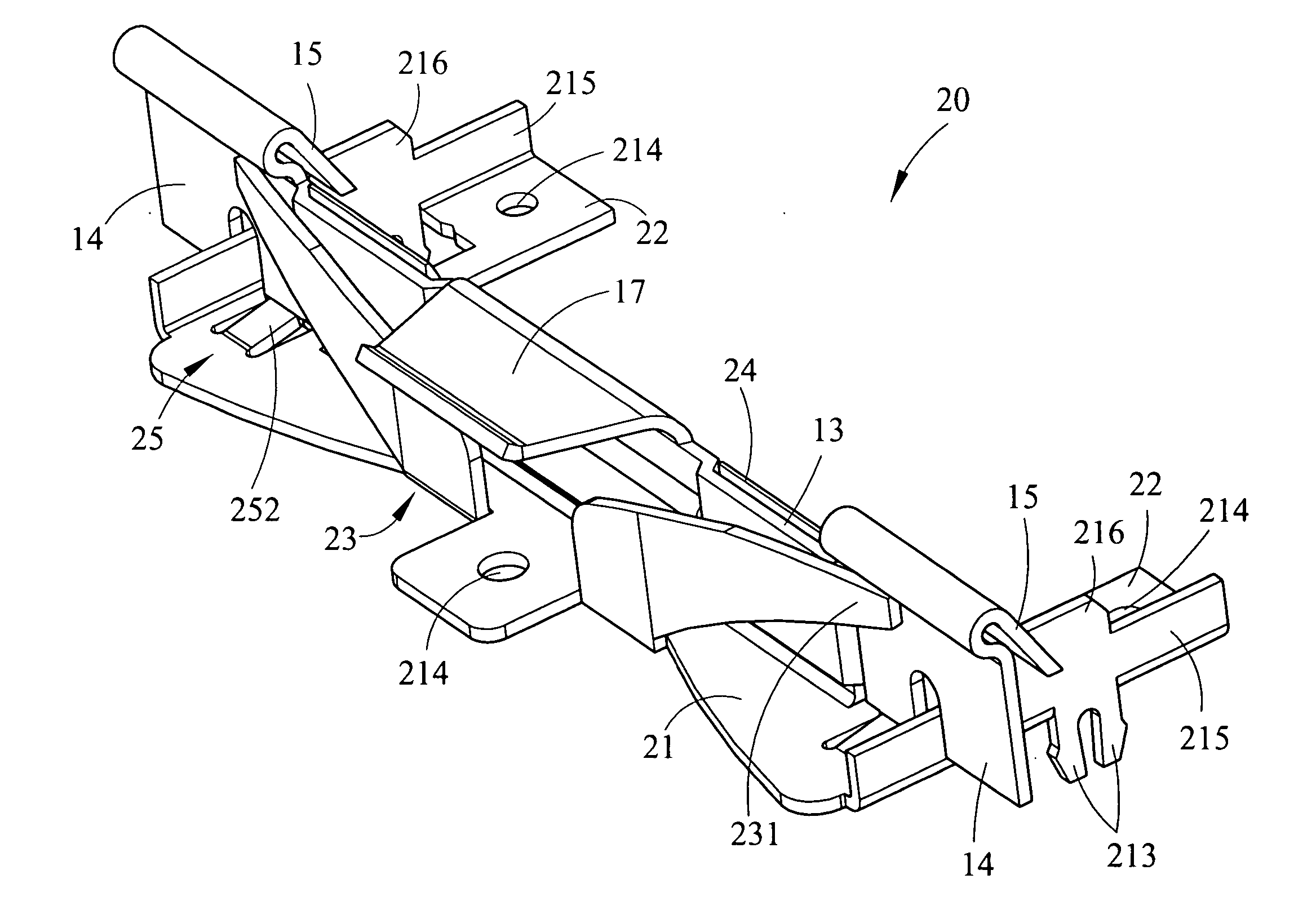 Fastening device for card