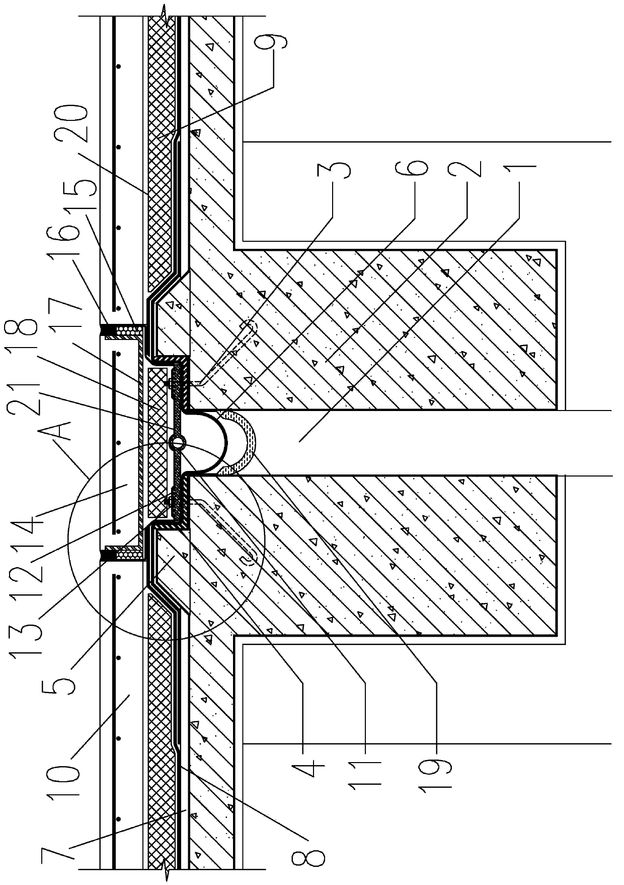 Flat-joint and detachable type roof deformation joint and construction method thereof