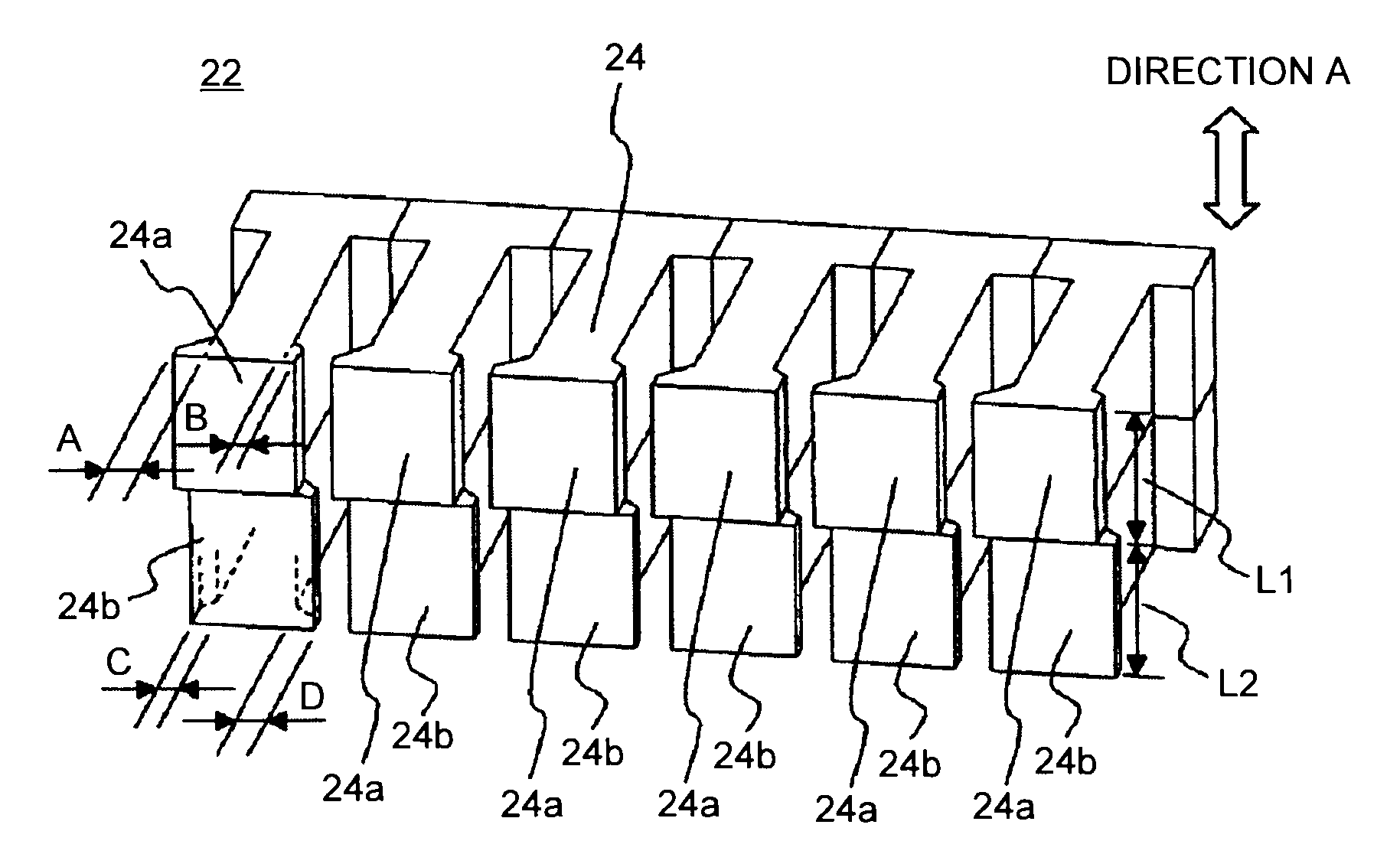 Linear motor including extended tooth tips