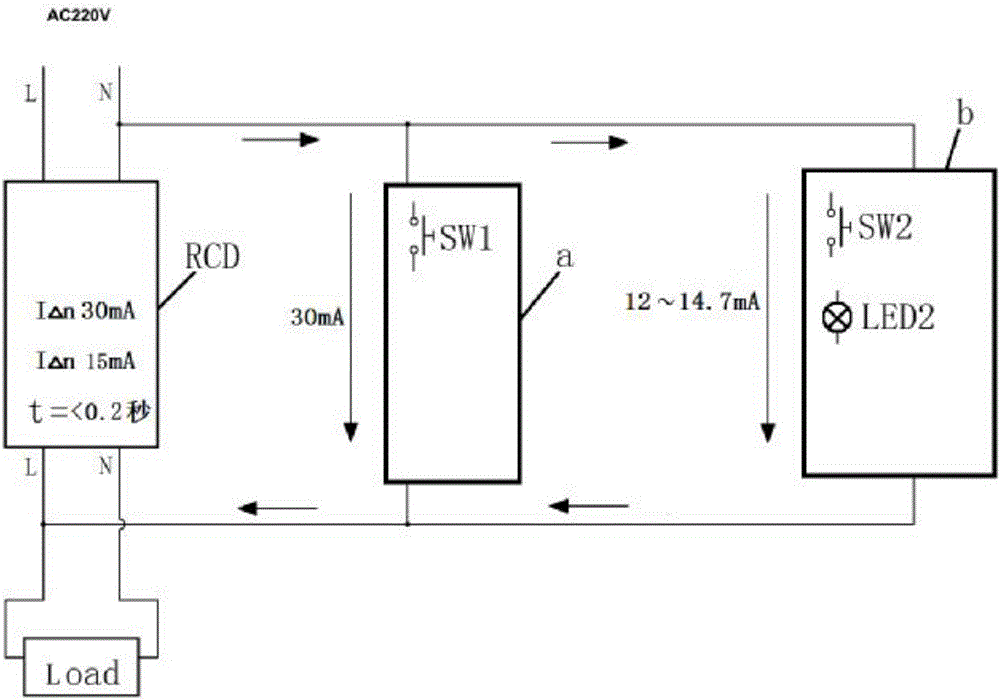 Leakage protector double test circuit and test method