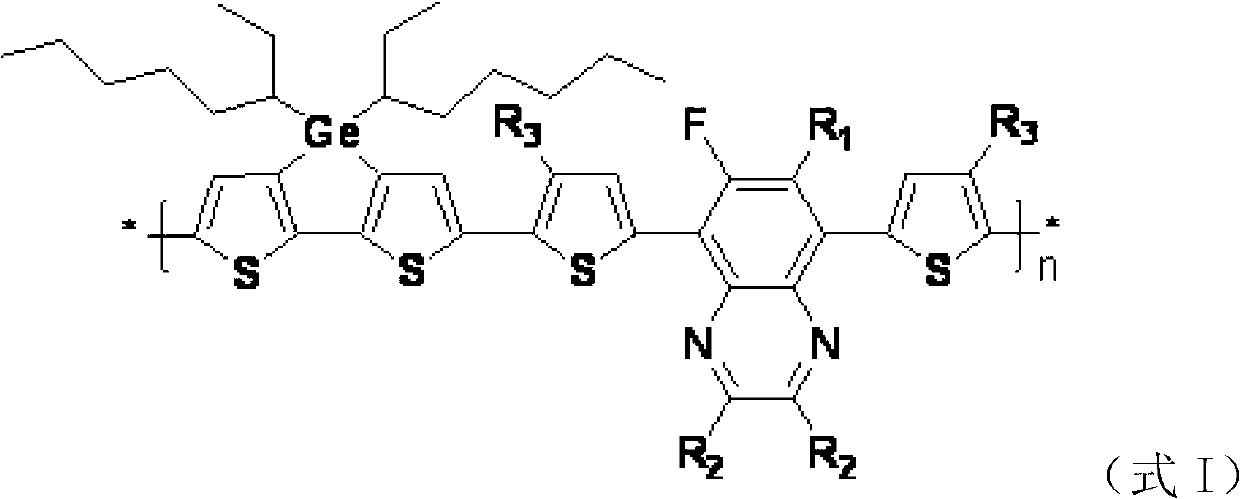 Dithiophene ring-fused germanium pentadiene-fluoroquinoxaline conjugated polymer