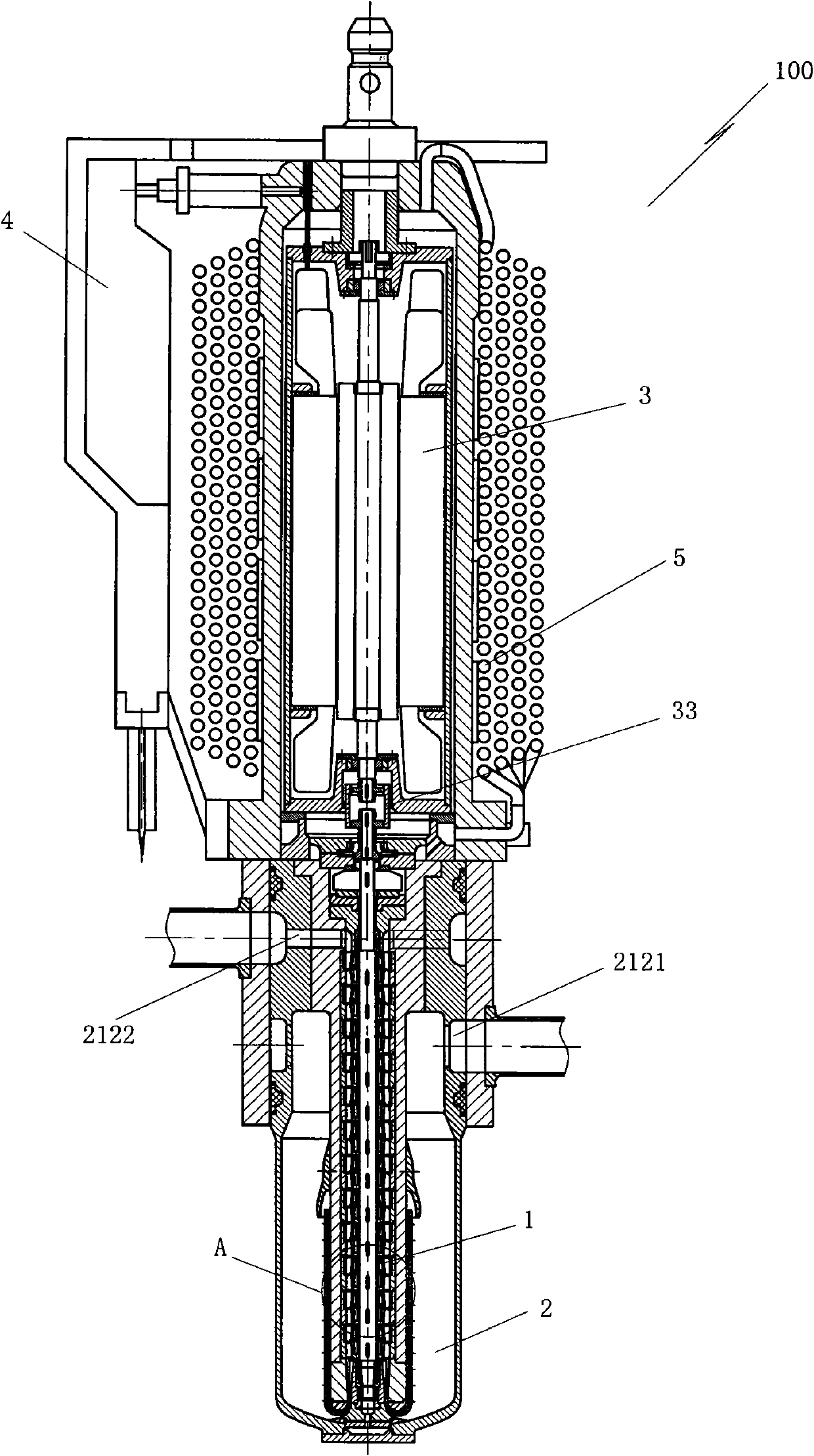 Underwater vertical oil-gas multiphase pump for offshore production wells