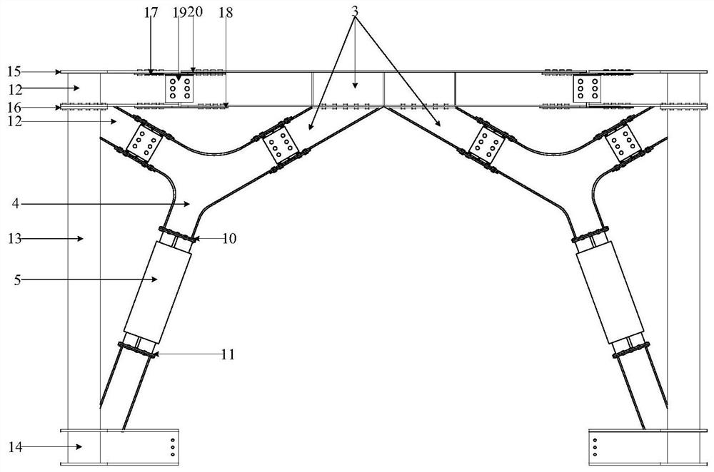 A Restorable Functional Steel Frame Central Support System with Large Clearance and Flanges