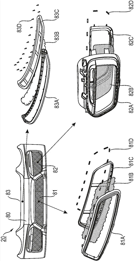 Grille composite for air openings