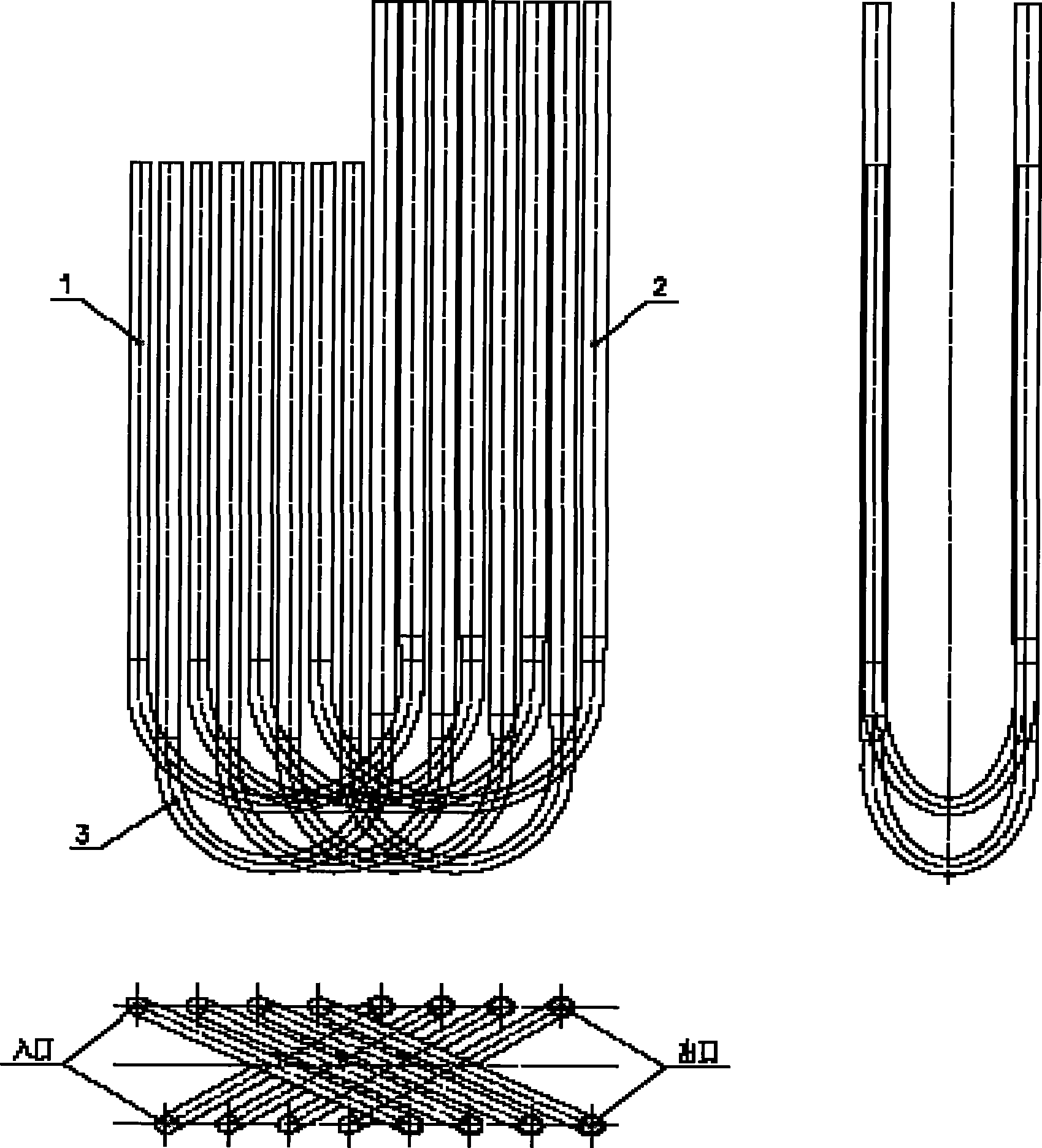 Cracking furnace with double-row arranged radiant section furnace tubes